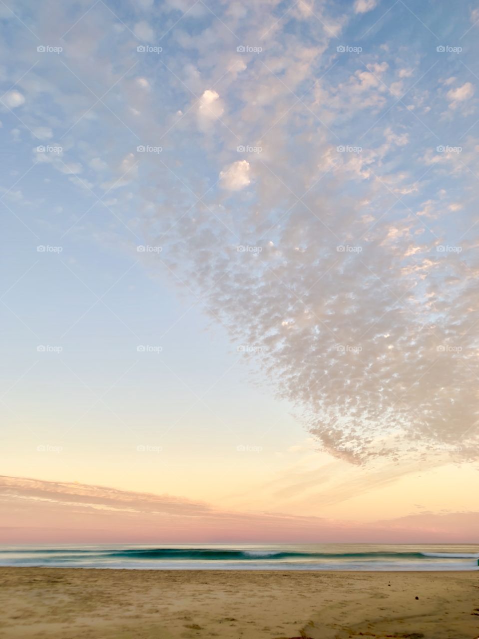 Pastel sky over Blueys Beach, NSW Australia 