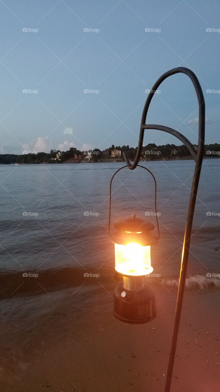 lighting up on the lake at night