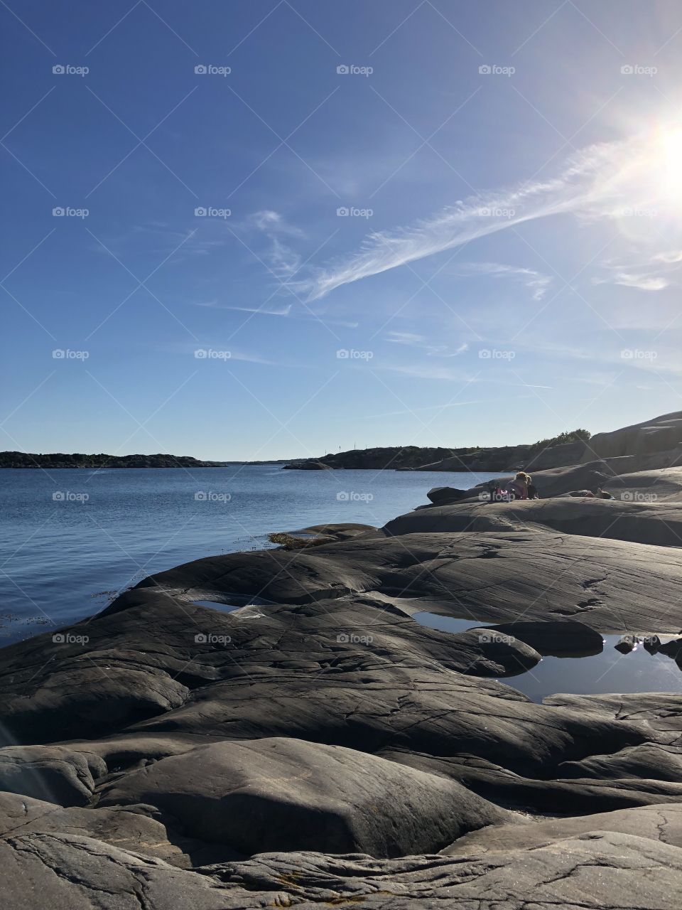 Summer in Sweden sea boat rocks 