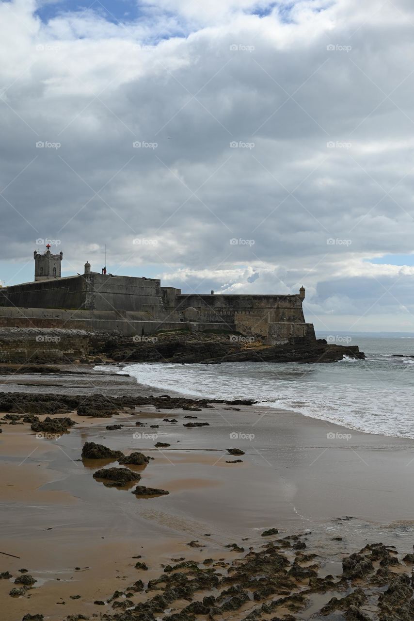 a fortress in Carcavelos beach