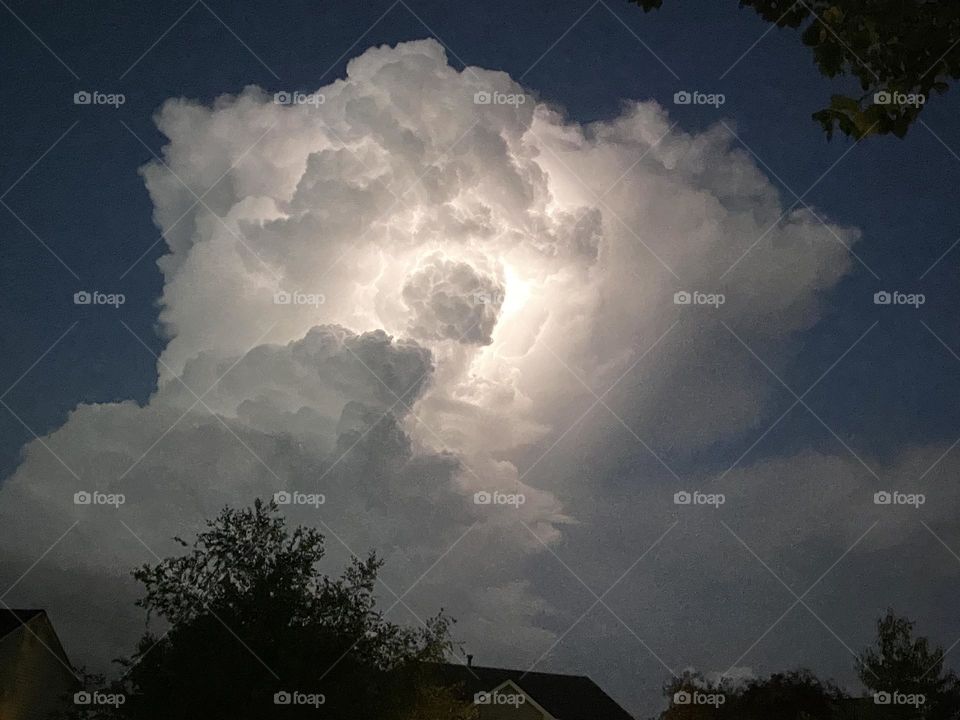 Heat lightning on a warm summer night 