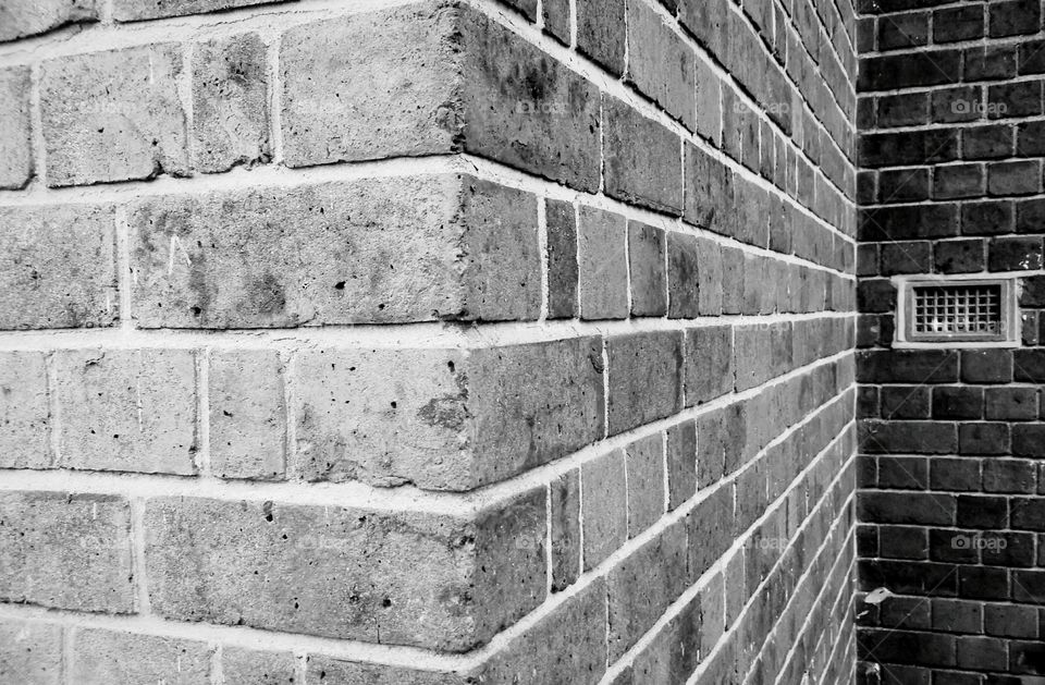 Brick wall in black and white