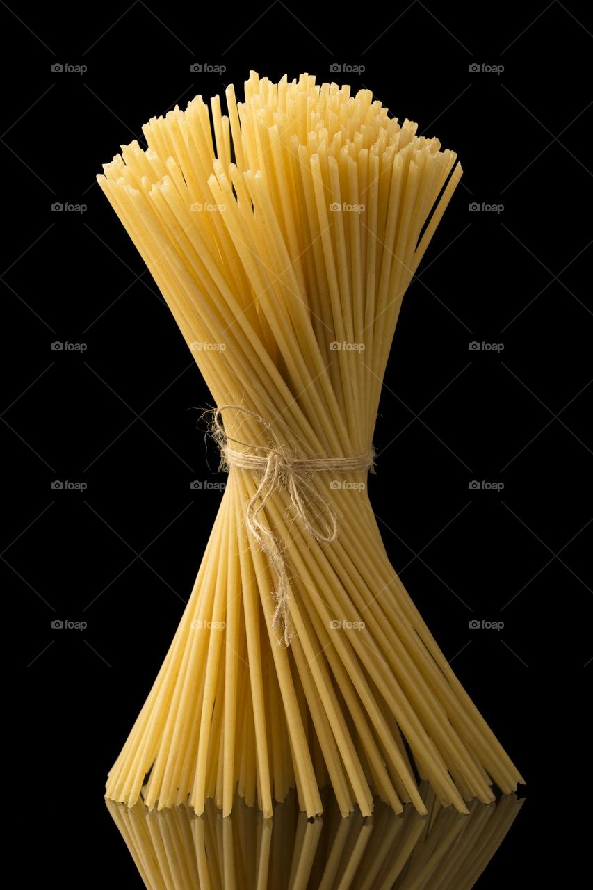 spaghetti  isolated on black background