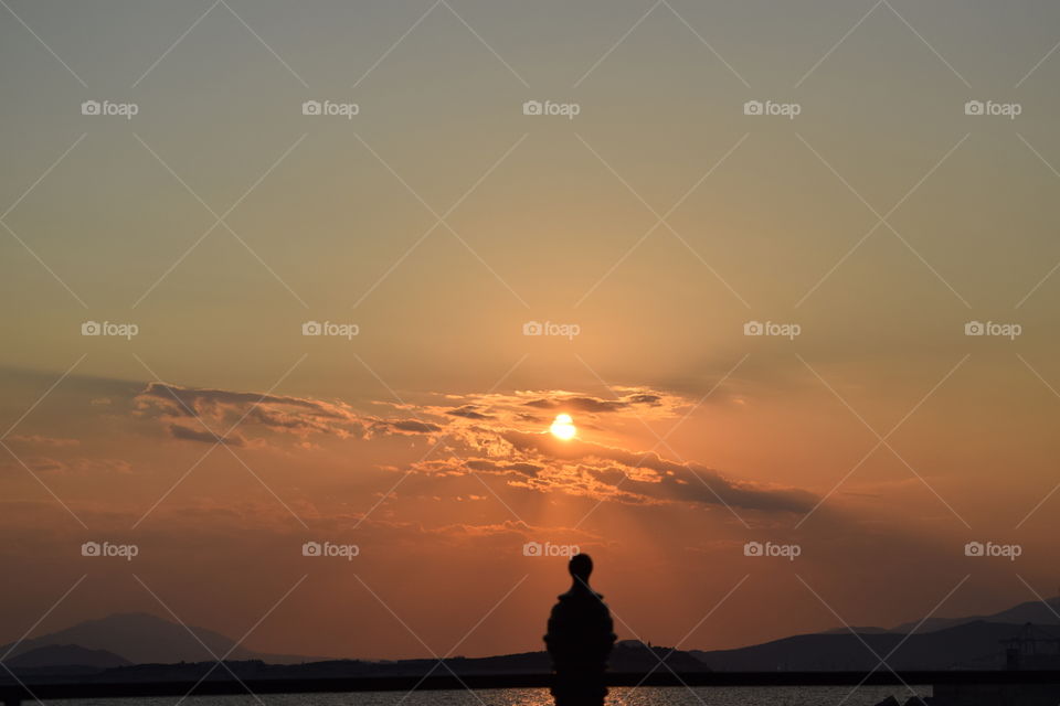 Sunset over beach