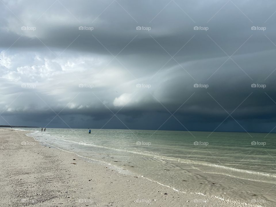 Storm moving in. Inhabited island with no shelter