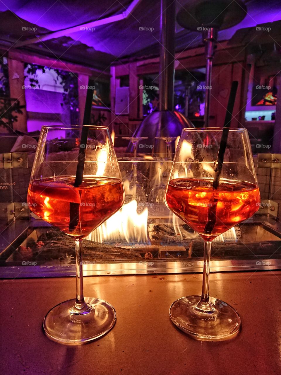 Two glasses with alcoholic drinks