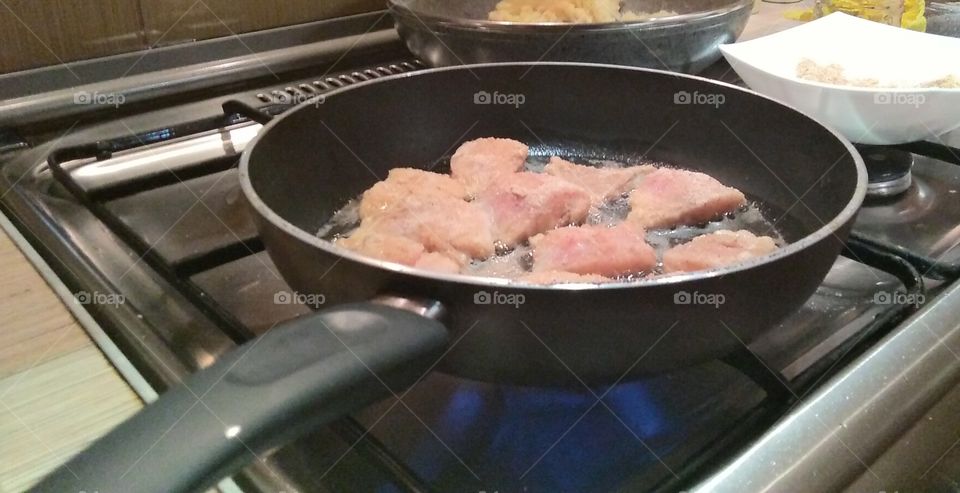 Meat in a pan