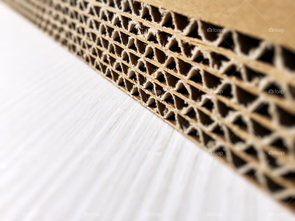 Close up of a packaging corrugated cardboard 