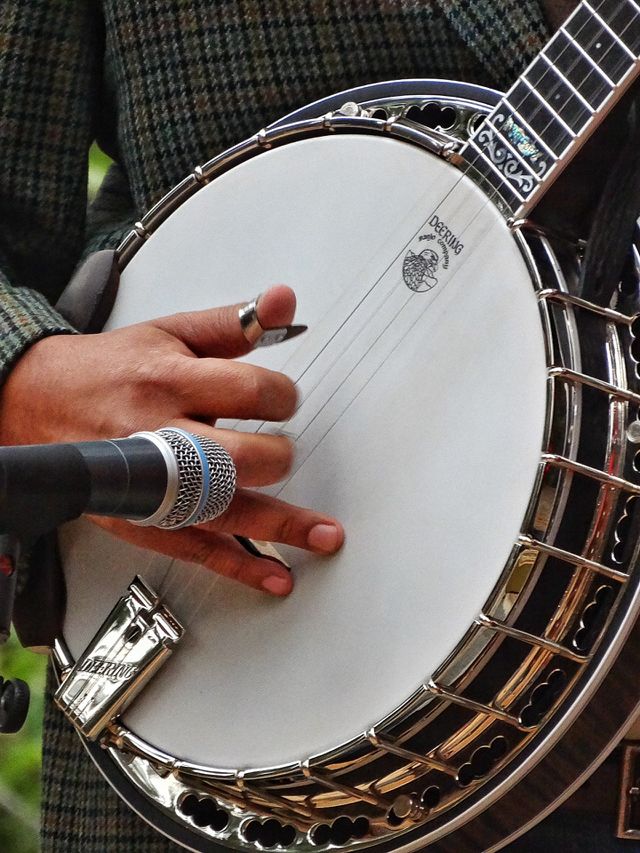 Playing The Banjo. American Bluegrass Banjo Player