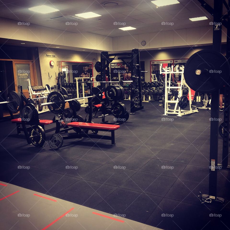 Urban gym with black and red theme. Hardcore gym!