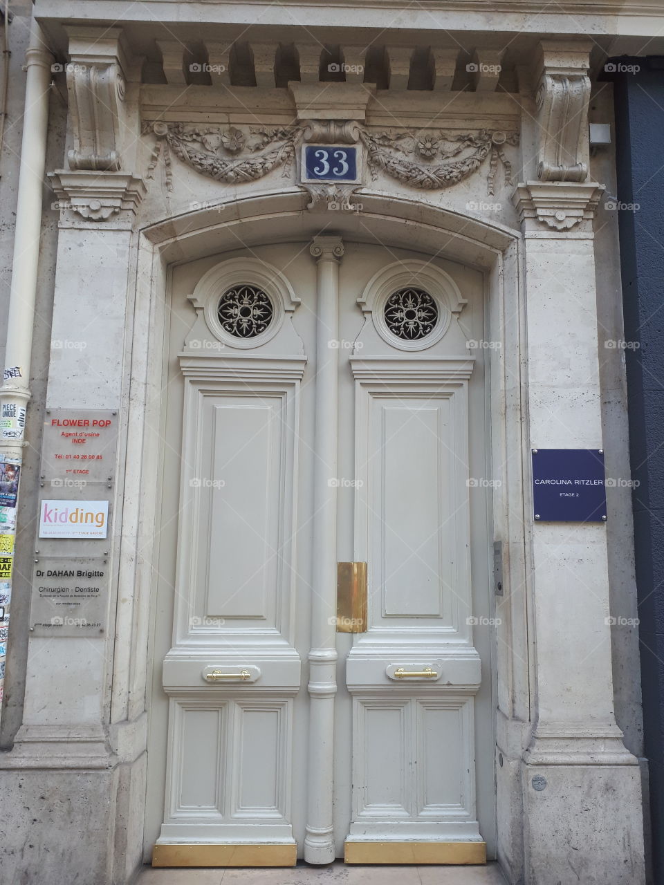 White vintage wooden entrance door