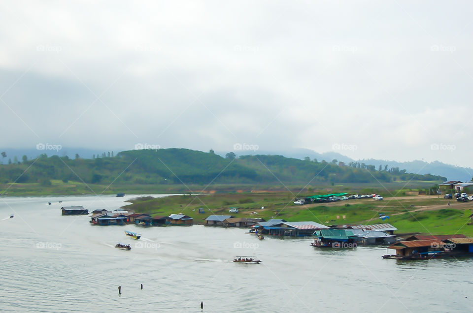 The beauty of Khao Laem reservoir in Kanchanaburi , Thailand.Thailand.