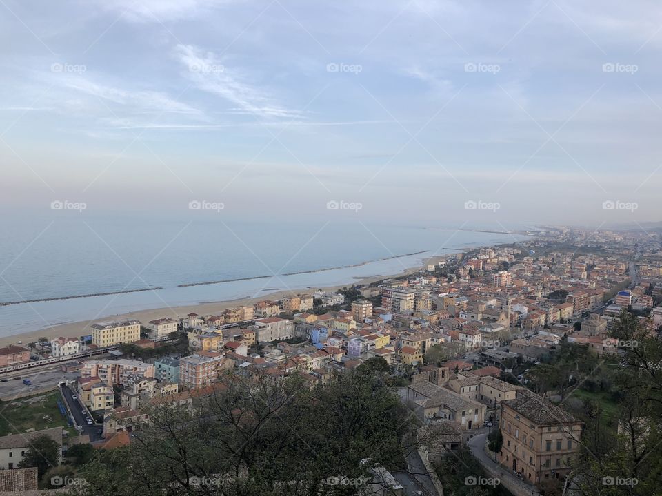 Cities front of the Adriatic sea, panoramic view