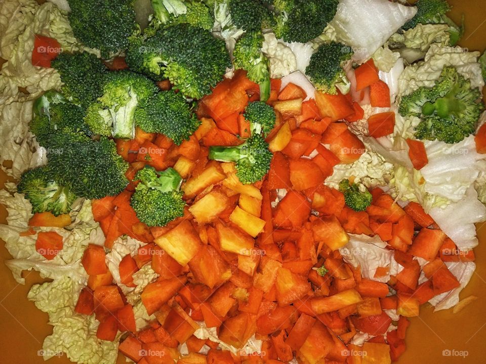 pieces of fresh vegetables