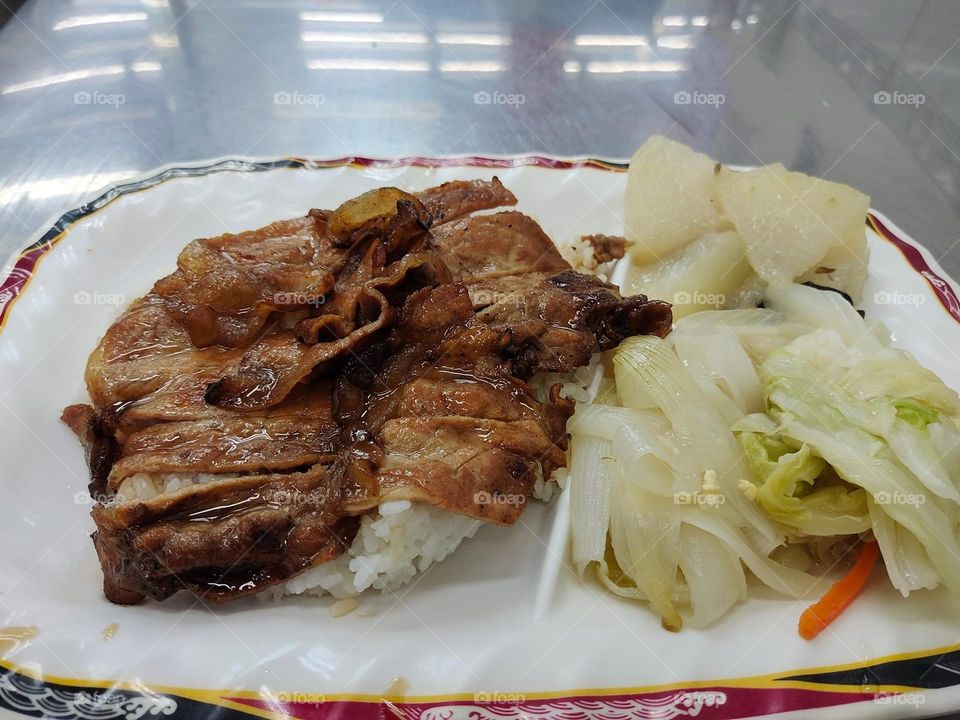 Delicious fried meat lunch box
