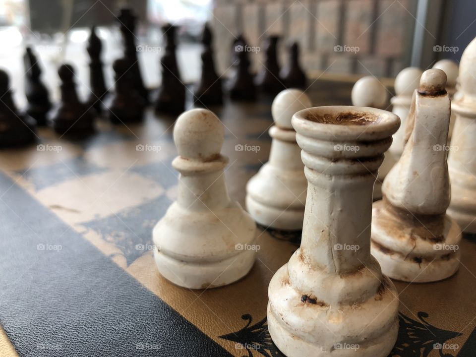 Close up of chess pieces