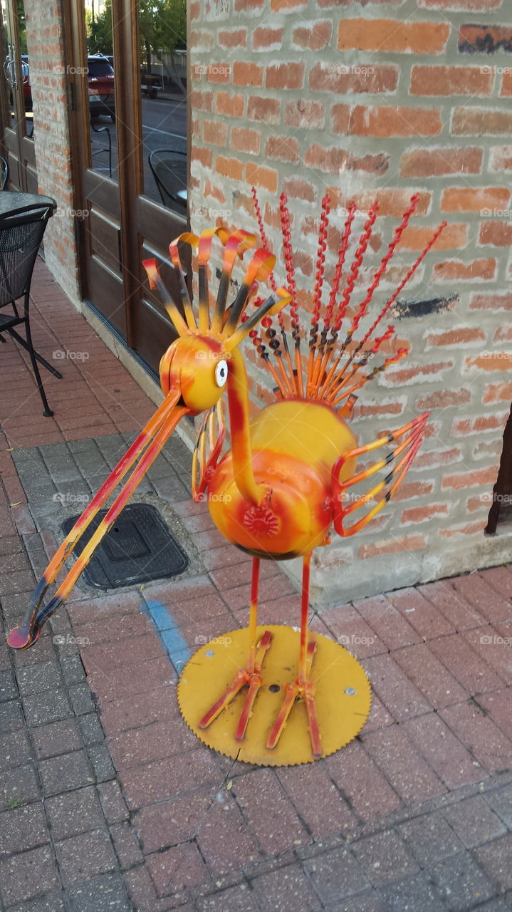 JIVE TURKEY! This "bird" is a free-form art piece made of different types of metal farm implements welded together.