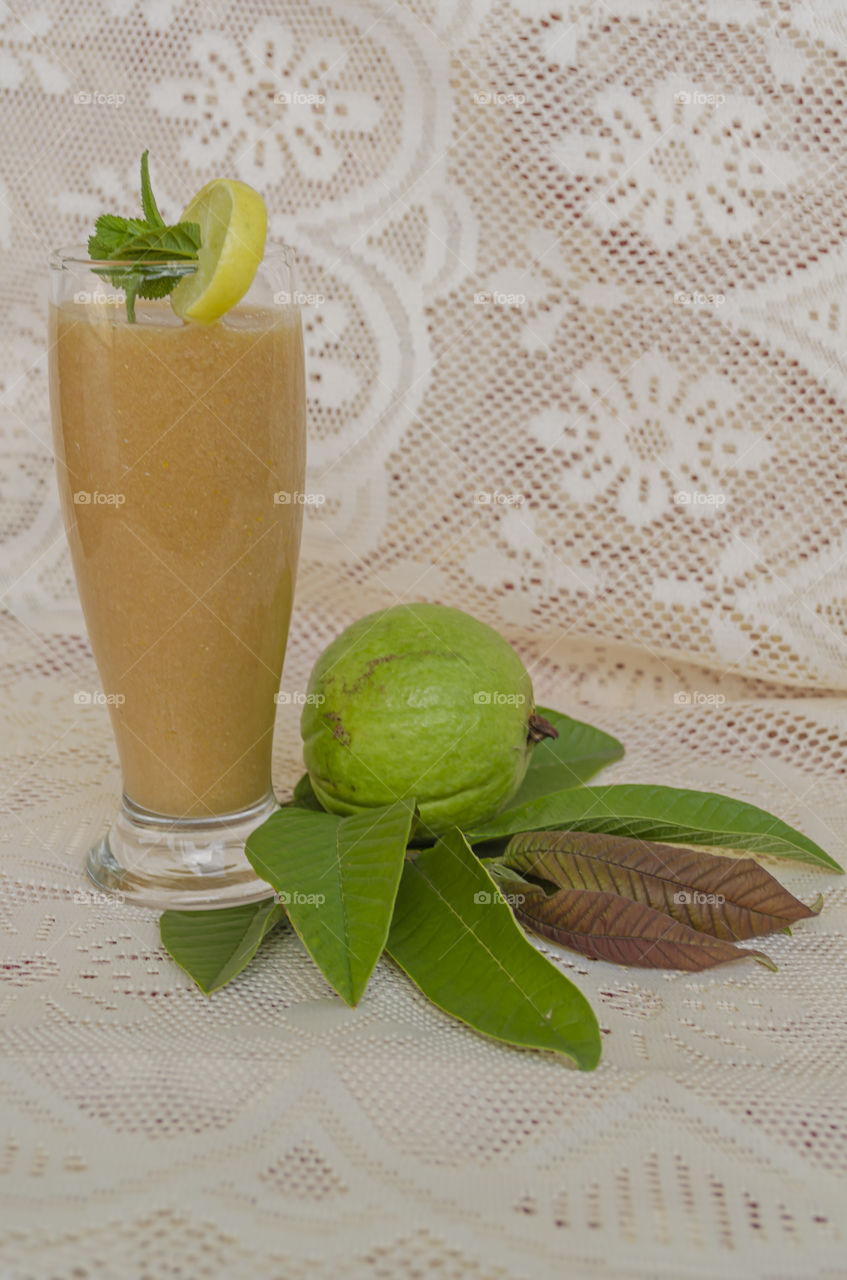 Juice, Guava, Fruit And Leaves