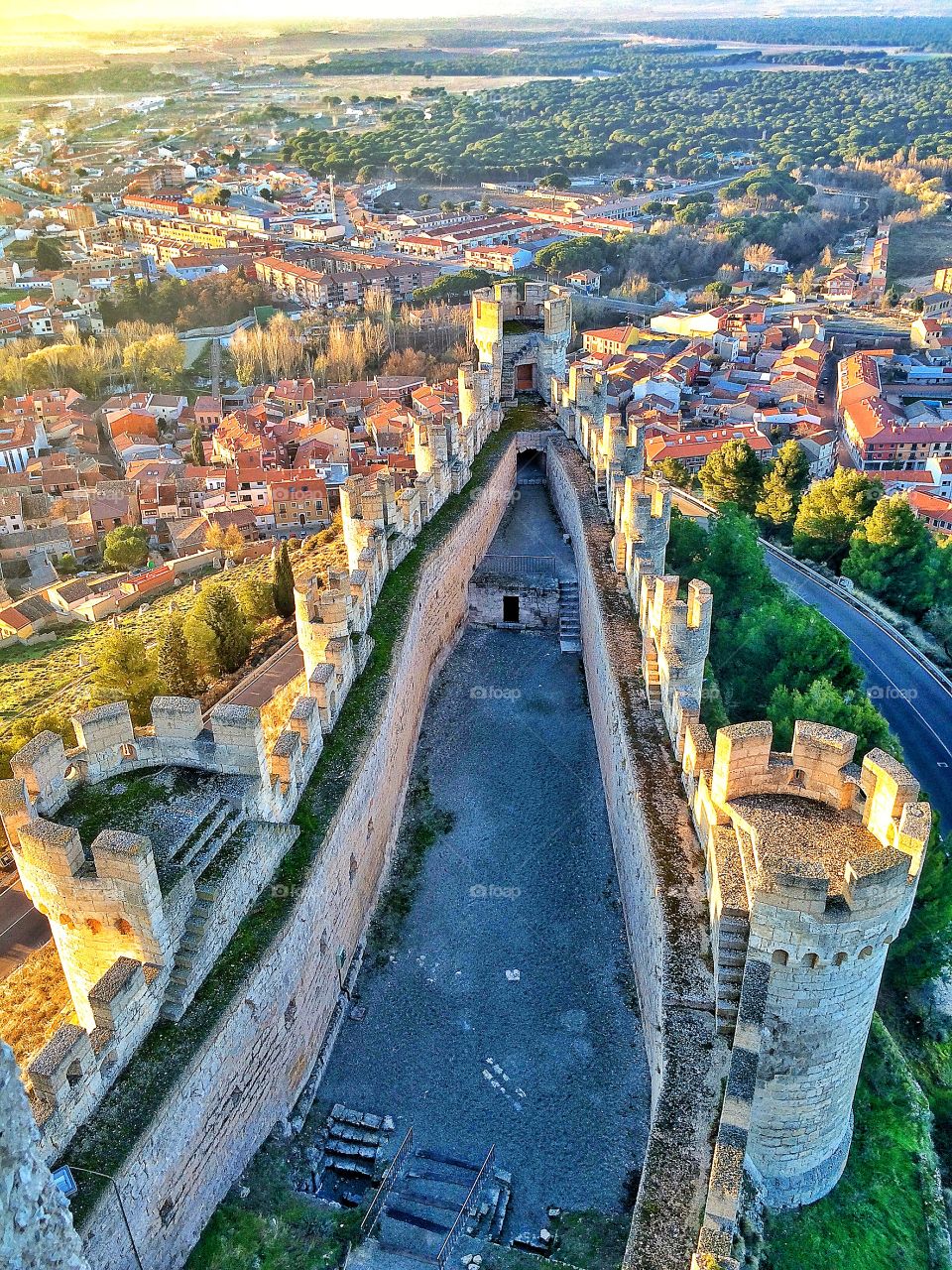 High angle view of castle in Spain