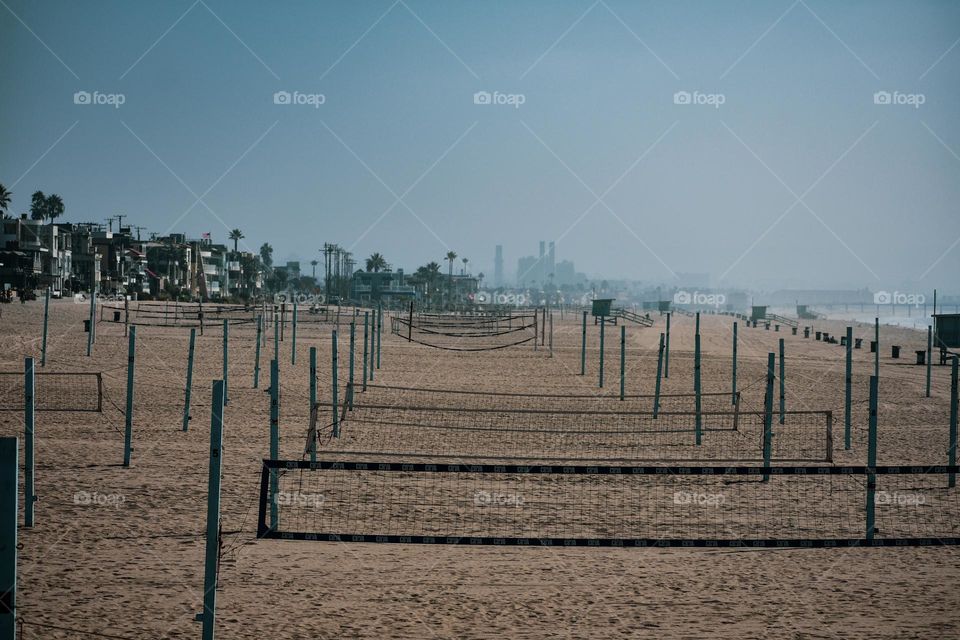 Empty Volleyball Courts from early morning walk in Los Angeles California