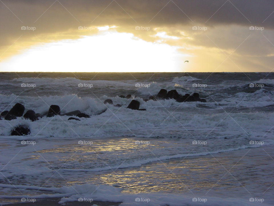 sunset sea storm sylt by corneliam