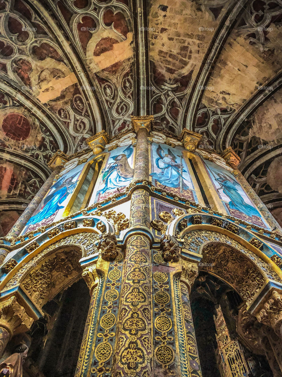 Interior of the round church at Convent of Christ, in Tomar, Portugal