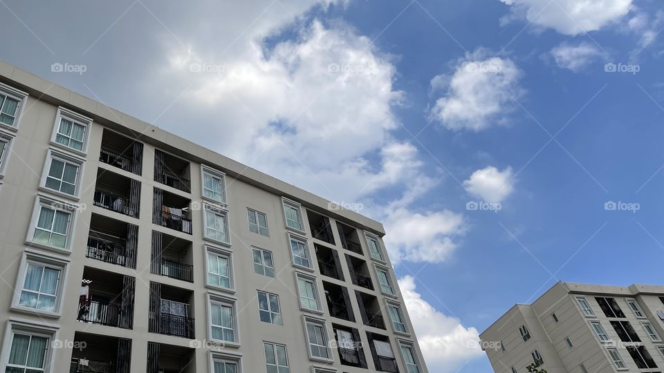 Buildings cut with nature.