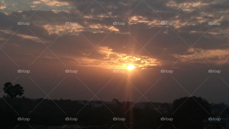 India near Puducherry sun set