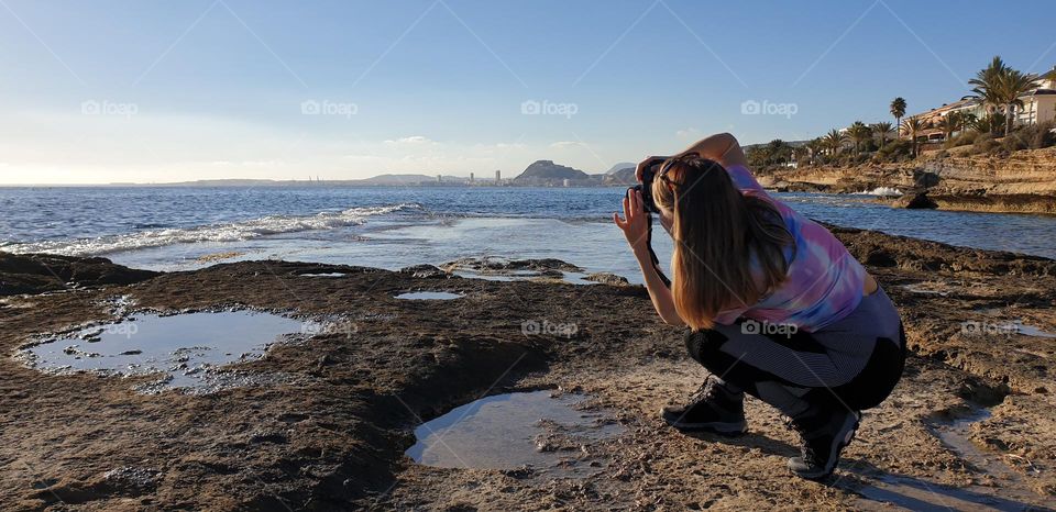 Sea#view#rocks#human#photograph#palms