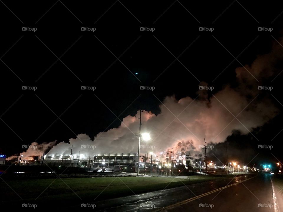 Factory at night