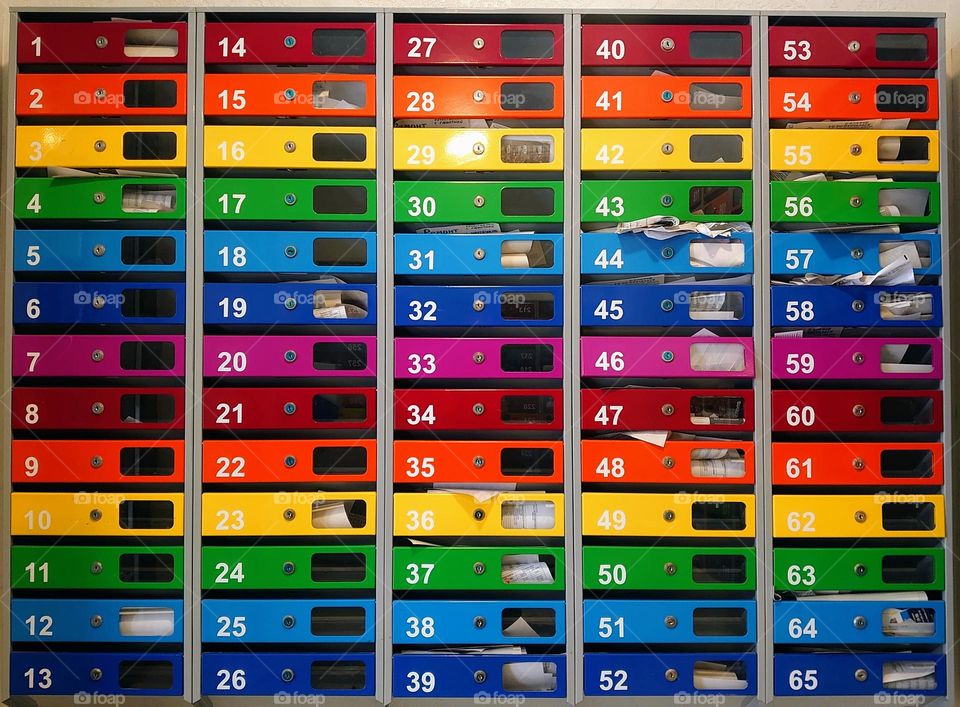 Postboxes in an apartment building 📮📬 Rectangles 🏳️‍🌈