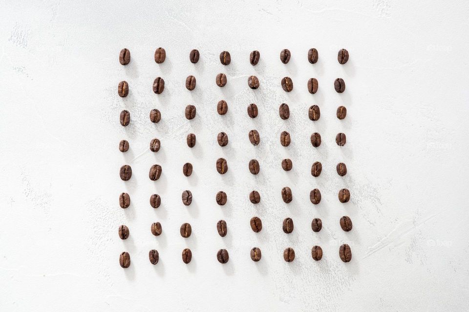 coffee beans, rows and pattern