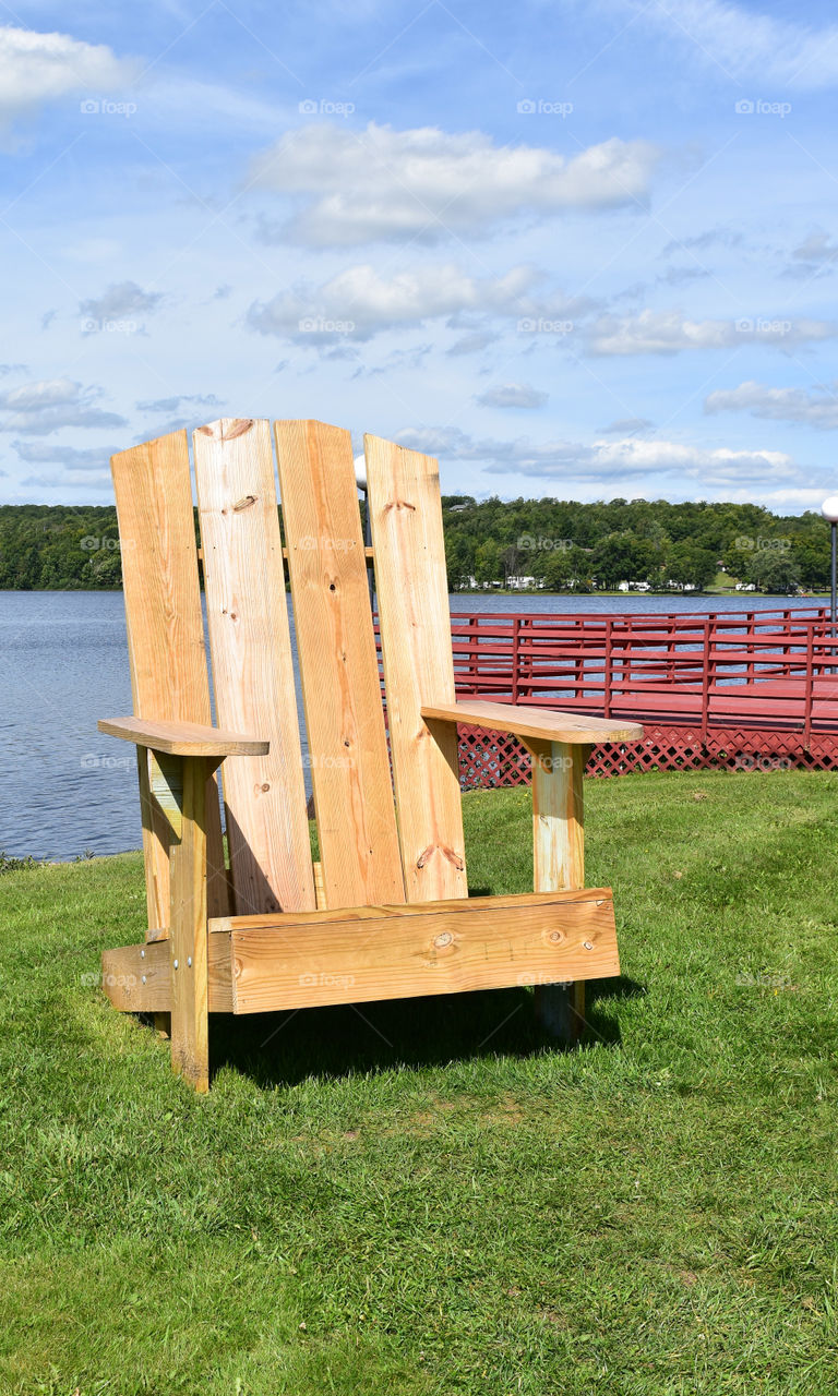 Over sized wooden chair on a park