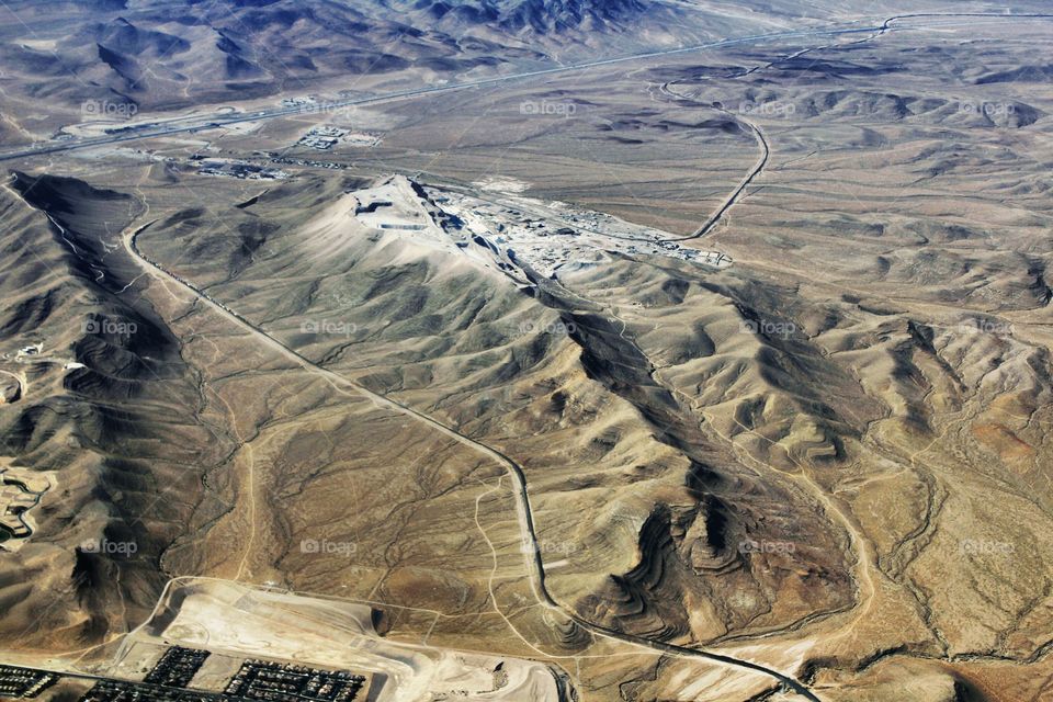 airplane desert landscape shot