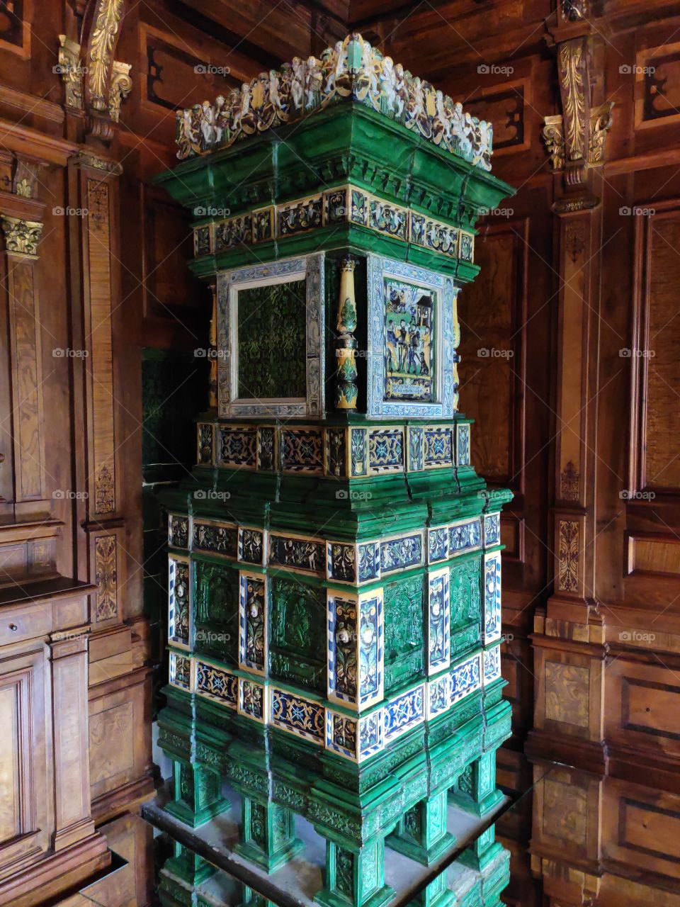 Old ceramics decorated furnace