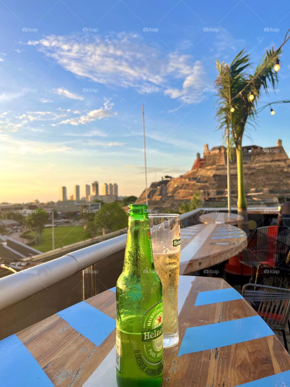 Enjoy a fresh beer looking the sunset in Cartagena 