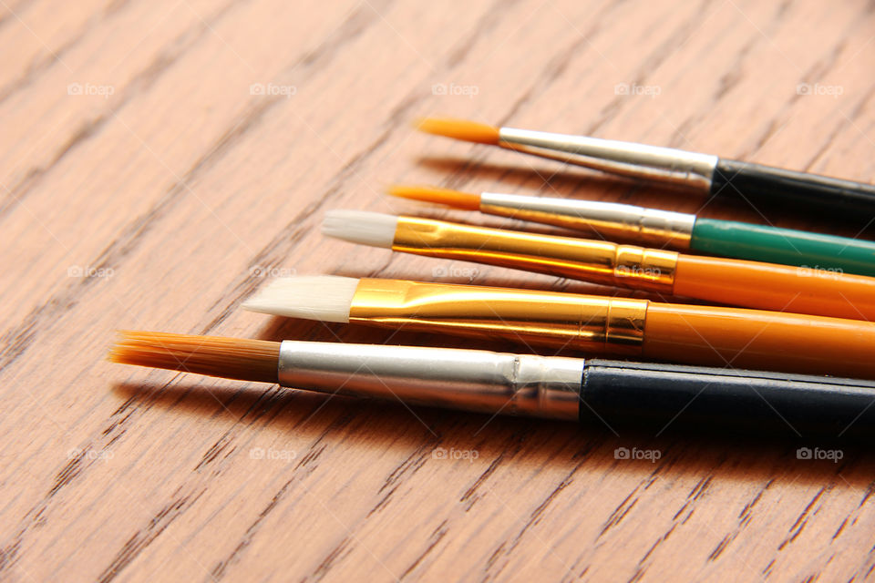 Art brushes on the table 