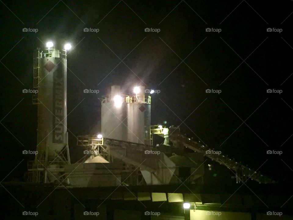 Cement plant at night