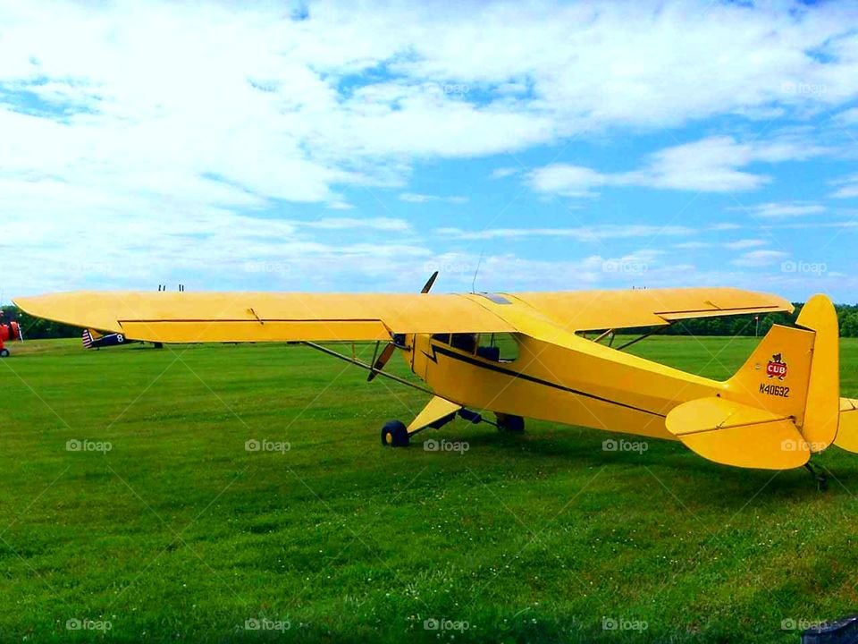 Yellow vintage airplane