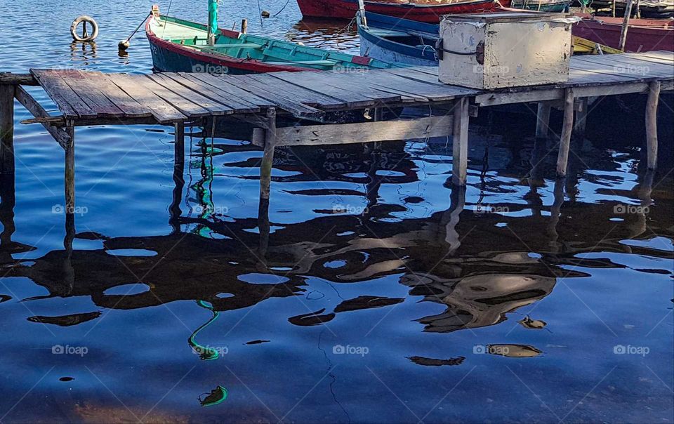 Reflections from boats