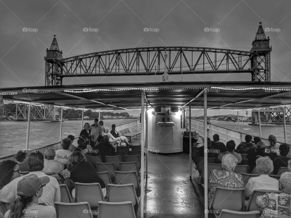 Ferry approaching bridge