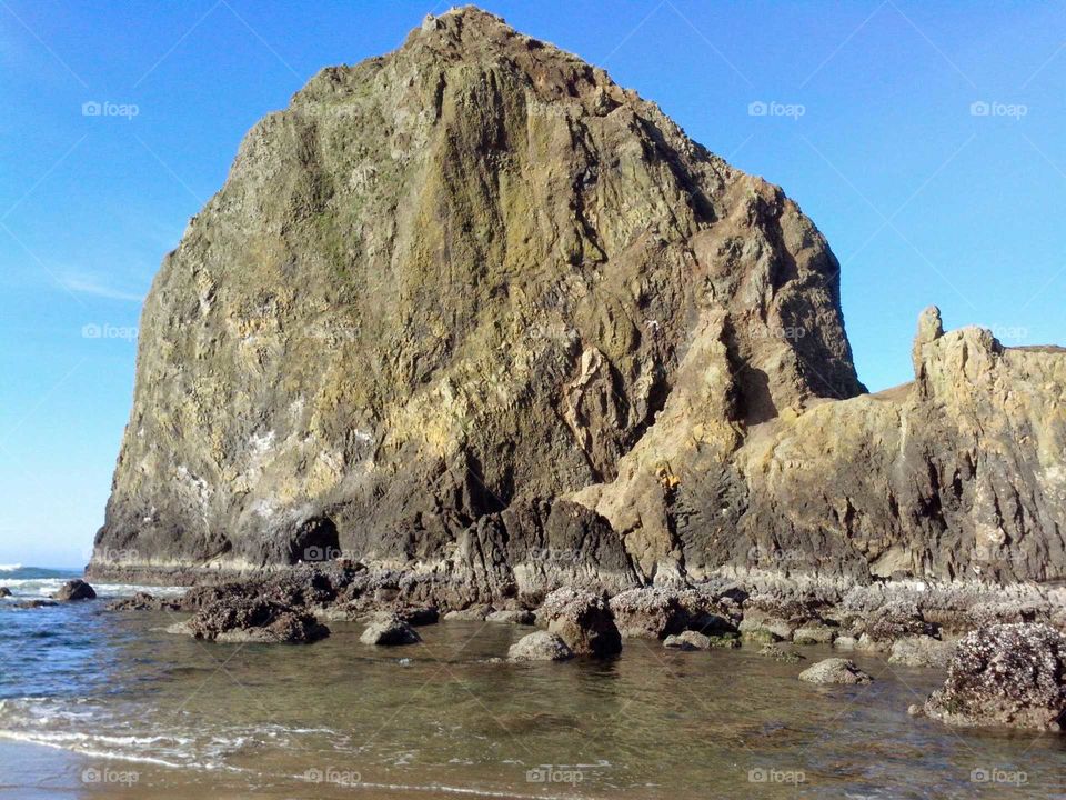 An image of Haystack Rock in Oregon.