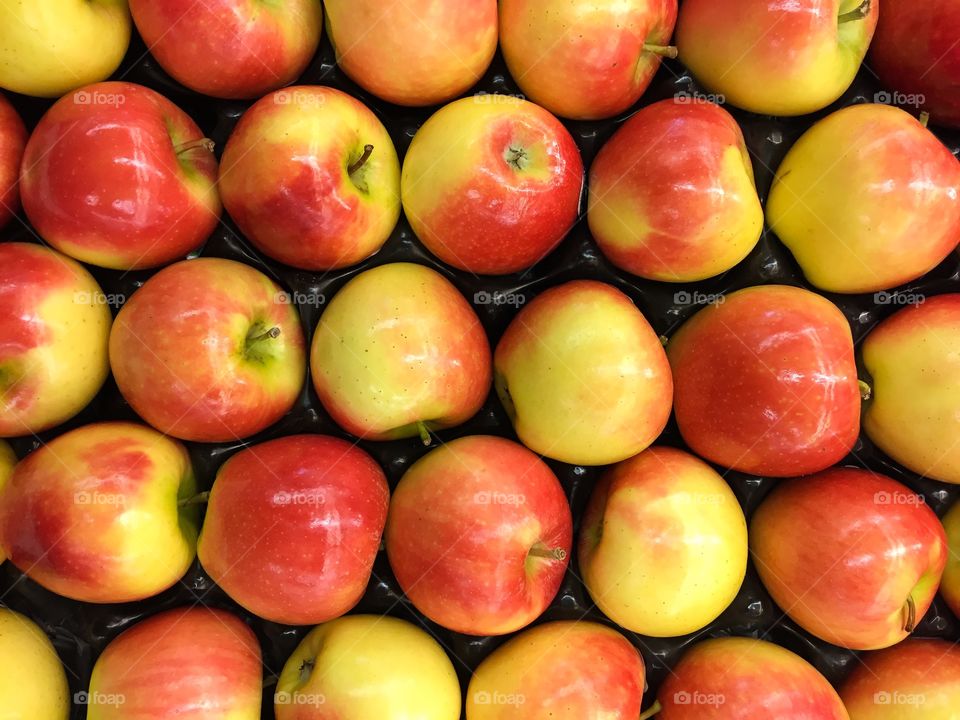 High angle view of ripe apples