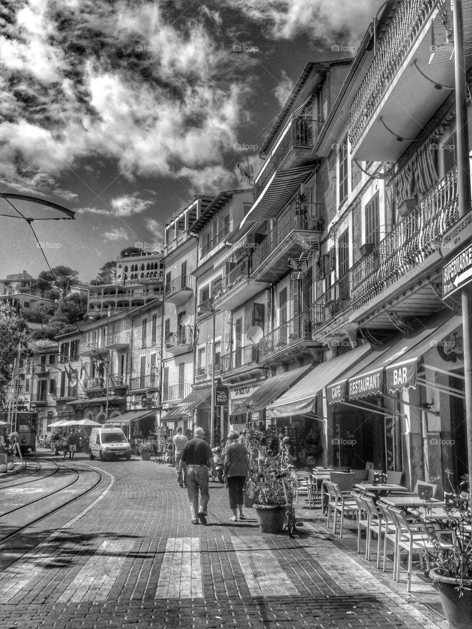 Port de Soller black and white