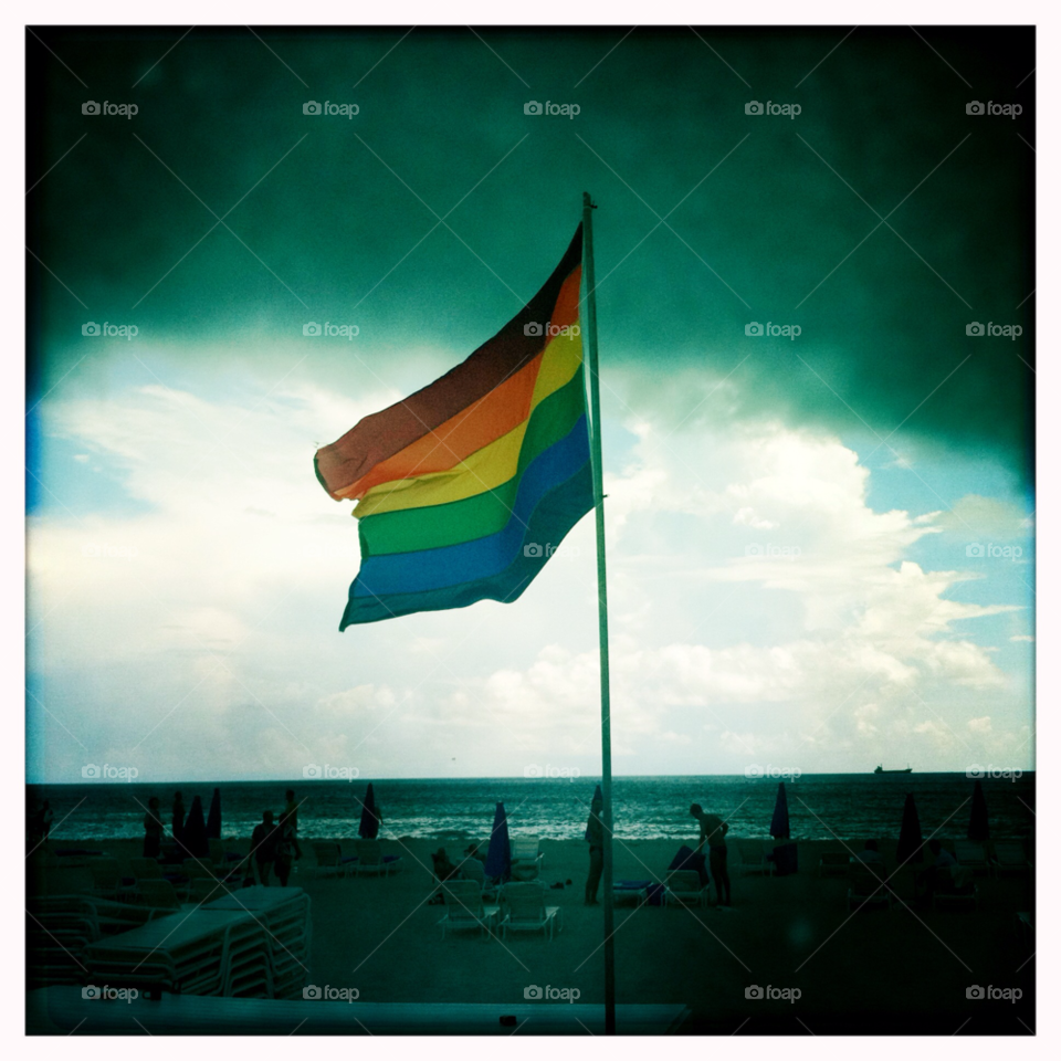 beach rainbow cloudy flag by muscle1965
