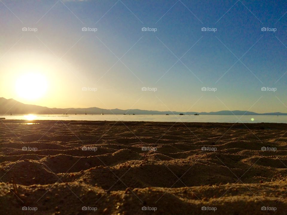 Scenic view of beach during sunset