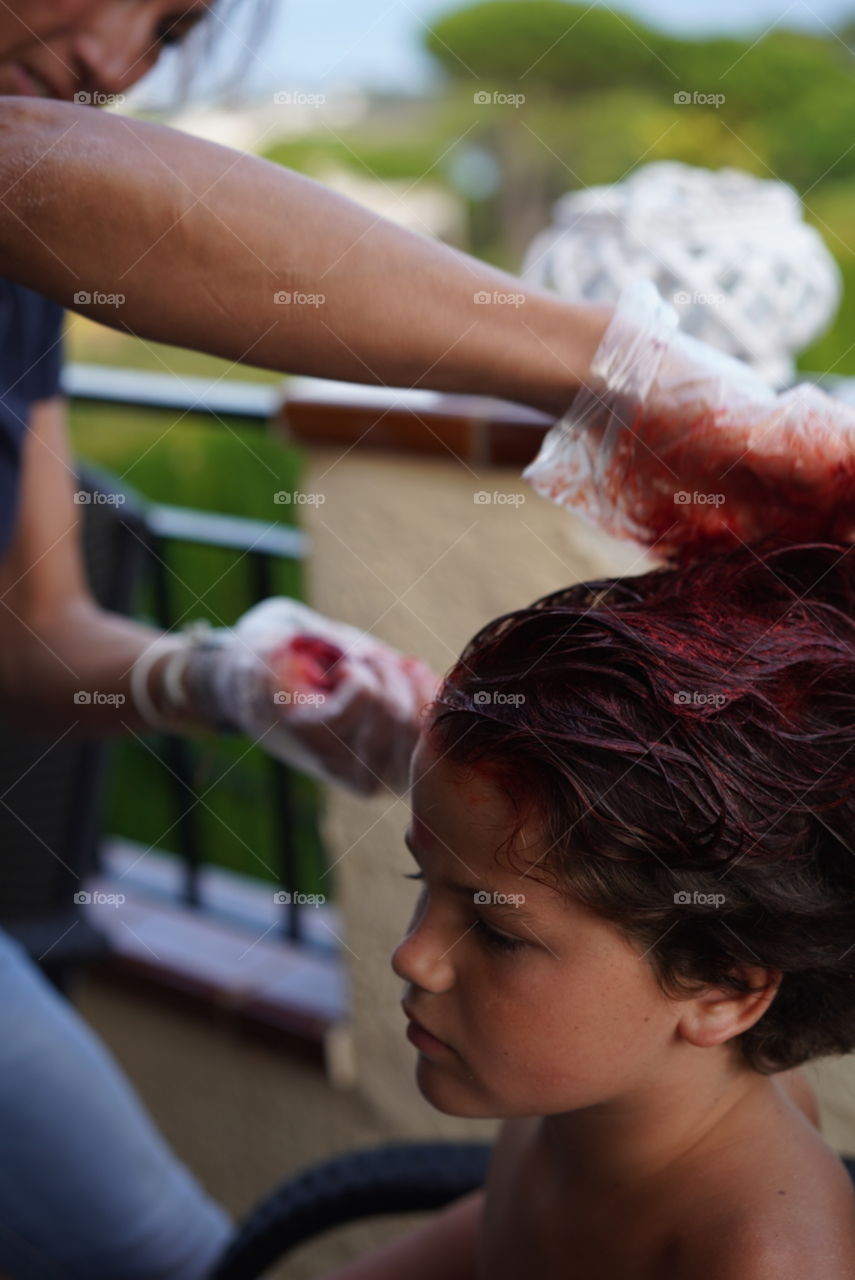 teñimos el pelo de rojo