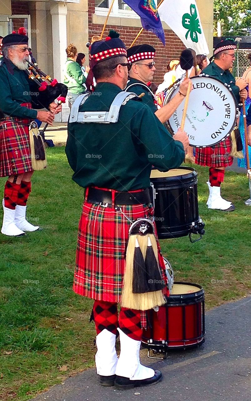 Warming up. Bagpipes and drum corp - musical instrument mission  