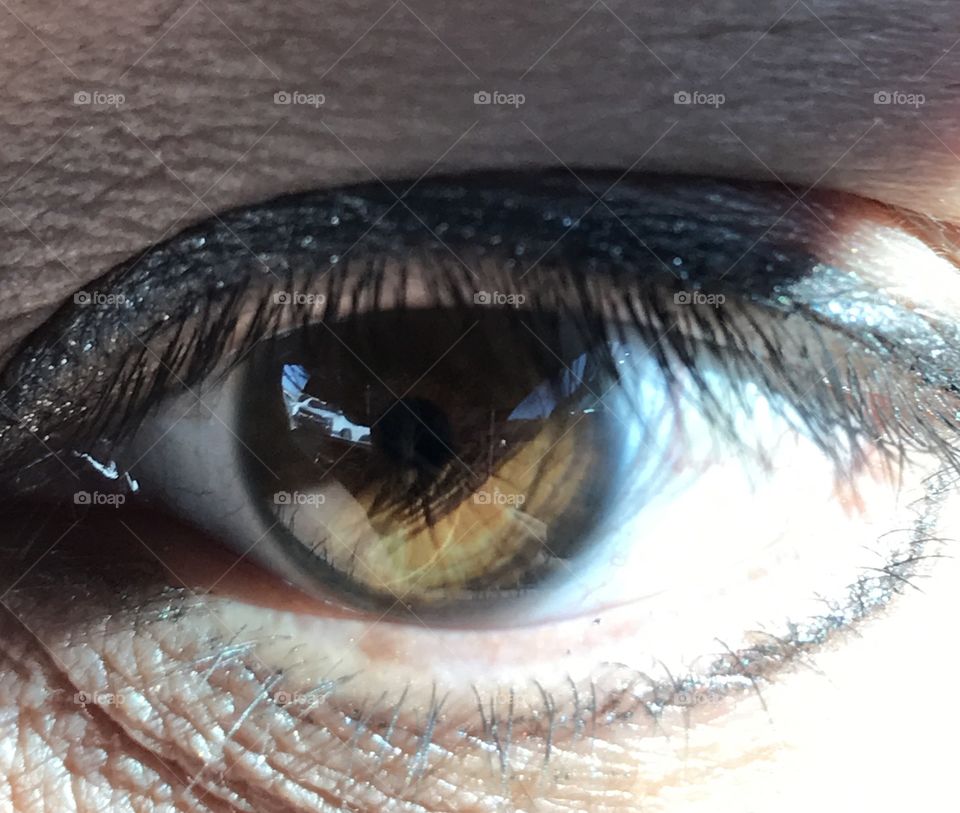 Close-up of hazel eyes