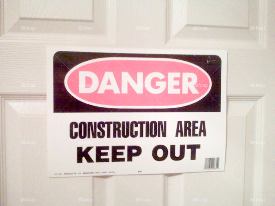 Danger sign. Teenage boy's bedroom warning sign